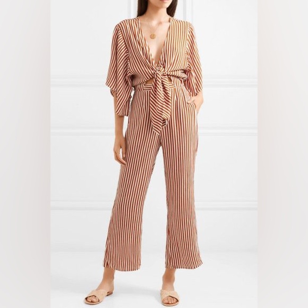 Faithfull the Brand Striped Tie-front Jumpsuit